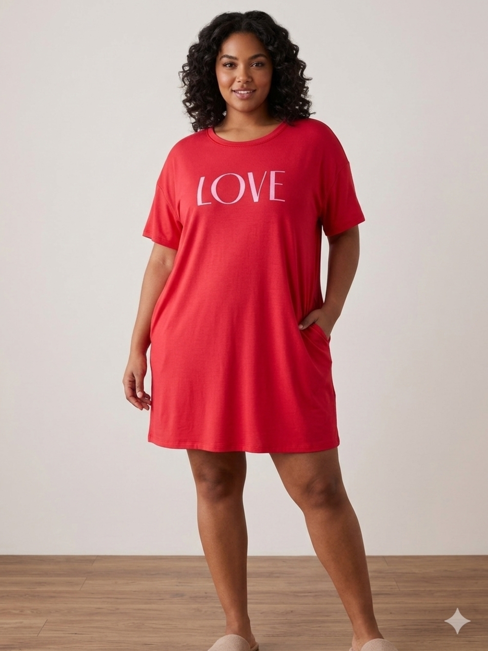 LOVE Red Nightshirt - Women’s Short Sleeve Sleep Tee